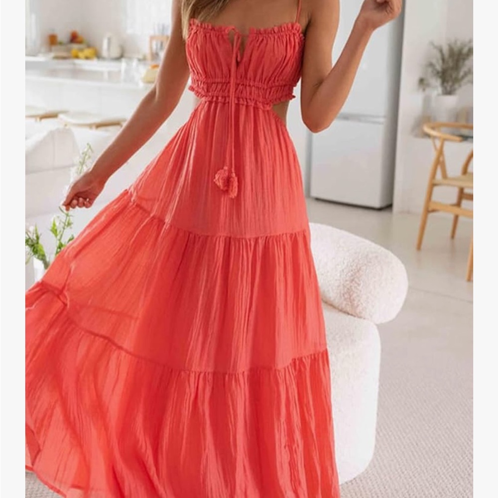 Elegant Coral Maxi Dress